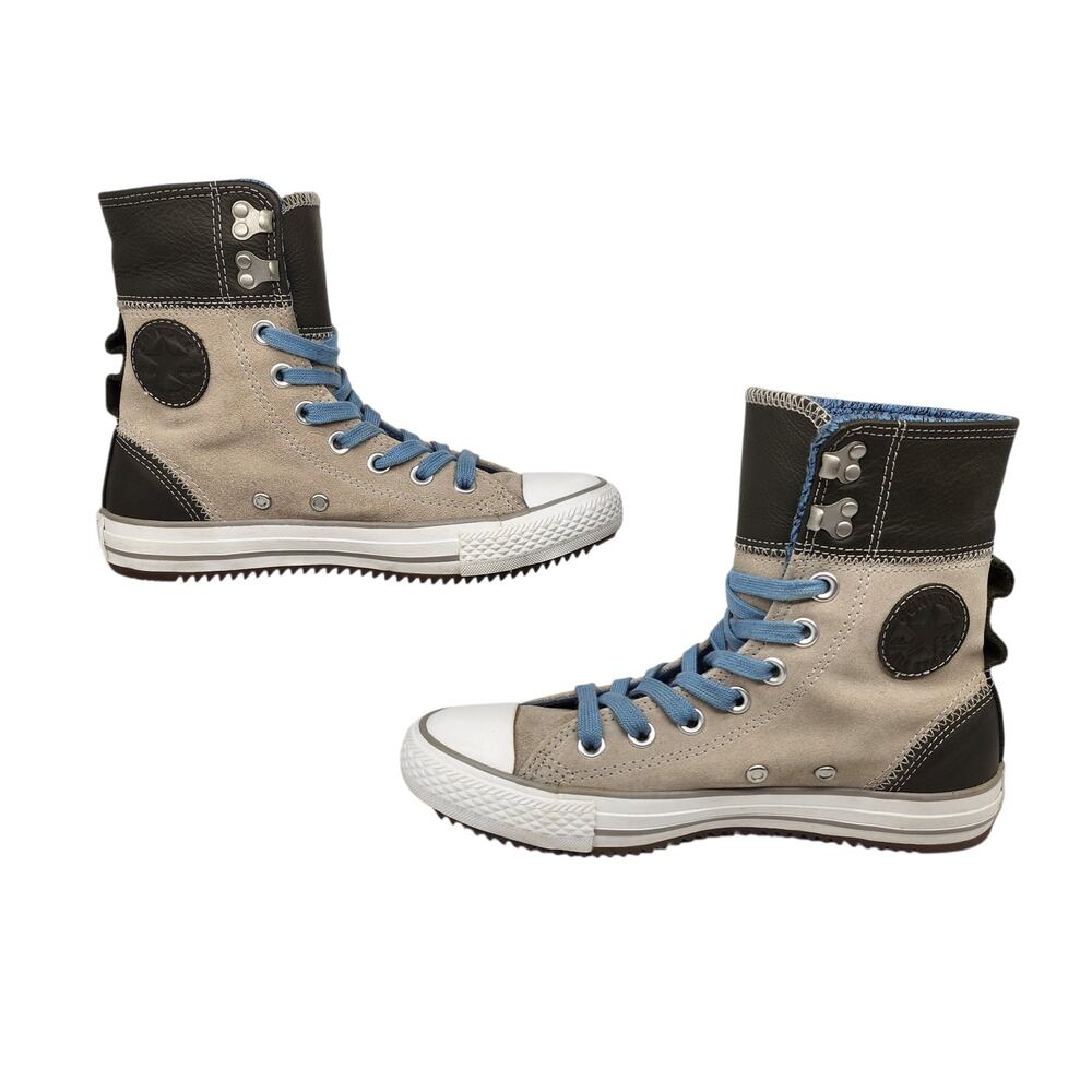 Converse Shoes Womens 6 Gray Blue Suede Boots Leather Grunge Punk Steampunk - Picture 4 of 15